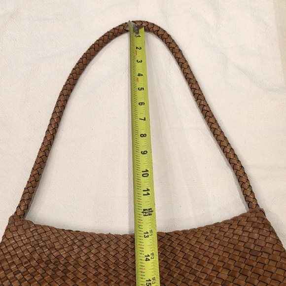 Aspen Woven Shoulder Bag Leather Basket Weave Handbag Women’s Brown Cognac *EUC* - Picture 10 of 13